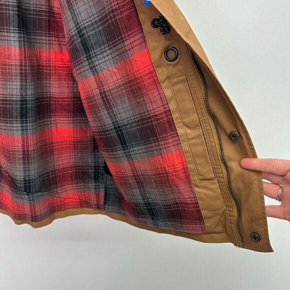 Kavu Men's Partaker Jacket Tobacco Tan Fleece Plaid Lining - Picture 13 of 15